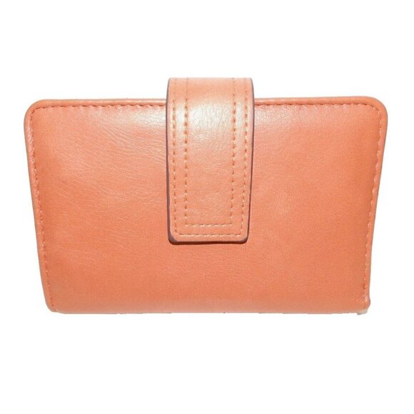 SAFE KEEPER orange, peach color bi-fold women's wallet approx 5.5 x 3.75" closed - Picture 1 of 6